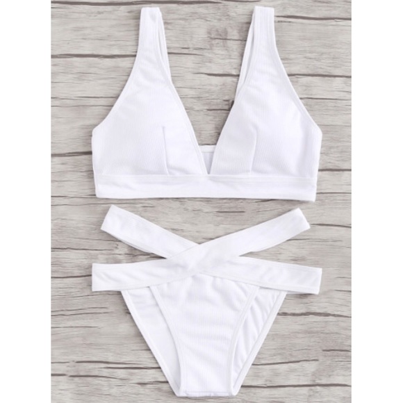 2 piece white swimsuit